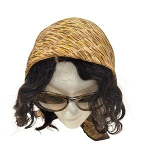 GUC Italca Brown and Tan Patterned 100% Silk Scarf. Size OS.